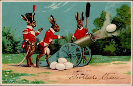 Ostern Hasen Personifiziert Prägekarte I-II Paques - Pascua