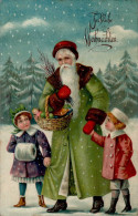 Weihnachtsmann Kinde Prägekarte I-II Pere Noel - Other & Unclassified