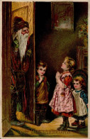 Weihnachtsmann Kinder Prägekarte I-II (Marke Entfernt) Pere Noel - Sonstige & Ohne Zuordnung
