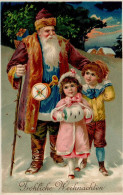 Weihnachtsmann Kinder Prägekarte I-II (RS Fleckig) Pere Noel - Autres & Non Classés