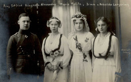 Adel Hohenlohe-Langenburg Prinz Gottfried Mit Den Prinzessinen Alexandra, Marie Melitta Und Irma I-II - Königshäuser