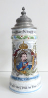 Ludwig II. Bierkrug Mit Zinndeckel König Von Bayern 1845-1886, Lithophanie Am Boden, H=27 Cm I-II - Royal Families
