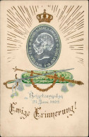 Adel Sachsen König Albert Beisetzungstag 23.Juni 1902 Prägekarte I-II - Königshäuser