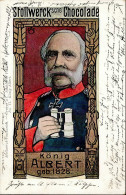 Adel Sachsen König Albert Werbe-Karte Stollwercksche Chocolade I-II - Royal Families