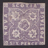 NOVA SCOTIA Six Pence VIOLET Avec Certificat RPSL (FAUX FORGERY !) - 1851/1860 Canada - Néanmoins Rarissime ! VICTORIA - - Unused Stamps
