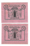 **Austria Notgeld  Schwodiau 30+50 Heller  S 985.3e  Cat Val 8 Euro - Oesterreich