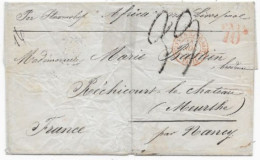 USA / FRANCE POSTE MARITIME Lettre De 1854 Càd Rouge Entrée ETATS UNIS PAQ.BRIT. / PARIS TAXE 39 (RR) Steamer AFRICA - Posta Marittima