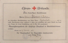 Rotes Kreuz Ehren-Urkunde (26x40 Cm) München 1920 II - Rotes Kreuz