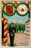 Regiment Karlsruhe 1.Bad. Leib-Grenad.-Regt. Nr. 109 Prägekarte II (Eckbug, Kl. Abschürfung) - Regiments