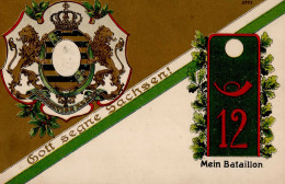 Regiment Freiberg 2. Ersatz-Abteilung 1. K.S. Jäger Bat. Nr.12 Prägekarte I-II - Regimenten