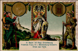 Regiment Fürth 21. Bayer. Inf.-Regt. Prägerelief V. Grossherzog Friedrich Franz IV. V. Mecklenburg-Schwerin I-II - Regiments