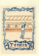 Kriegsgefangenenpost Aus Japan Kurume Barackenlager Handgemalte Farbige Zeichnung Tennis, Wahrscheinlich Nicht Angenomme - Otros & Sin Clasificación