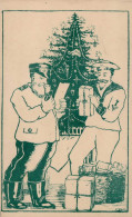 Kriegsgefangenenpost Aus Japan Ninoshima Bildpostkarte Soldaten Lesen Weihnachtspost, Blanko Mit Zudruck - Other & Unclassified