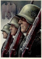 Propaganda WK II - PH Kl. 5 Die DEUTSCHE WEHRMACHT Künstlerkarte Sign. Gottfried Klein I-II (Eckklebestellen) - War 1939-45
