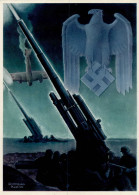 Propaganda WK II - PH Kl. 8 Die DEUTSCHE WEHRMACHT FLAK Künstlerkarte Sign. Gottfried Klein I-II - War 1939-45