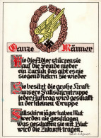 Propaganda WK II - Seltene Propaganda-Liedkarte Der FALLSCHIRMJÄGER - GANZE MÄNNER Sign. Künstlerkarte I - Weltkrieg 1939-45