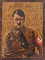 Hitler Wandbild Aus Holz (ca. 22 X 28,5 Cm) II (leicht Gewellt) - War 1939-45