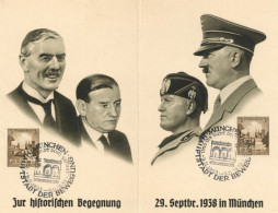 Hitler München Historische Begegnung 1938 Klapp-AK Mit So-Stempel I-II - Guerre 1939-45