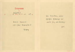 Ritterkreuzträger Ostermann, Max-Hellmuth Reichspost-Telegramm Vom 24.9.41 An Ostermann Mit Beglückwünschung Zur Ritterk - Weltkrieg 1939-45