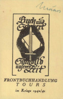 Ritterkreuzträger Mölders, Werner UNTERSCHRIFT Auf Zettel Frontbuchhandlung Tours 1940/41 Ca. 8x12cm - War 1939-45