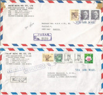 South Korea PH #2 Airmail Registered Covers X Austria : Reg.1988 Rate 1600w + Express Reg.1990 Rate 1940w - Korea, South