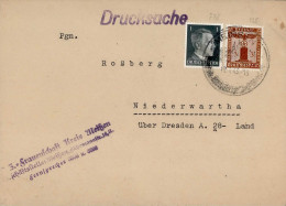 NSDAP NS-Frauenschaft Dienstbrief Drucksache Mit Partei-Dienstmarke In MiF, Von Meißen Nach Niederwartha 1943 - War 1939-45