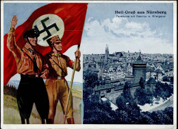 REICHSPARTEITAG NÜRNBERG 1933 WK II - HEIL-GRUß Aus NÜRNBERG Seltene SA-SS-Propagandakarte Mit S-o Ecke Gestoßen I-II - Guerra 1939-45