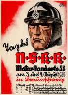 BRAUNSCHWEIG WK II - TAG Der N.S.K.K.-MOTORSTANDARTE 58 Braunschweig 1935 Sign. Künstlerkarte I R!R! - Guerra 1939-45