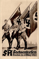 DRESDEN WK II - SA-SACHSENTREFFEN 1934 Sign. Künstlerkarte I-II - War 1939-45