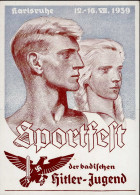 KARLSRUHE WK II - SPORTFEST Der Badischen HITLER-JUGEND 1939 Seltene Prop-Ak Der NSDAP (HJ Und BDM) I - Guerre 1939-45
