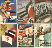 STUTTGART WK II - 9 Versch. Festpostkarten (Nr.1-8 Und 9-10) Vom 15.DEUTSCHEN TURNFEST 1933 Teils Rückseitig Klebestelle - War 1939-45
