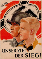 HITLERJUGEND WK II - UNSER ZIEL DER SIEG! Prop.-Künstler-Ak Sign. Axter-Heudtlaß I - Oorlog 1939-45