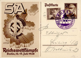 WK II SA Ganzsache Mit Viol. O Graz - Die Stadt Der Volkserhebung 1938 I-II - Oorlog 1939-45