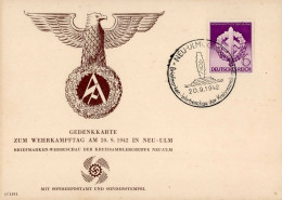 WK II SA Gedenkkarte Zum Wehrkampftag Am 20.9.1942 In Neu-Ulm, Entsprechende Marke Mit Sonderstempel I-II - Oorlog 1939-45
