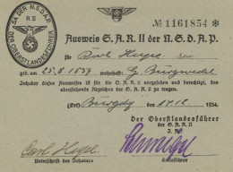 WK II SA Ausweis Der NSDAP 1934 I-II - Oorlog 1939-45