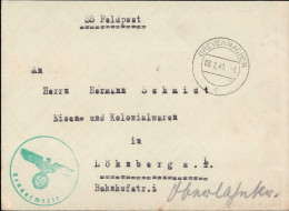 SS WK II - SS-Feldpostbrief GENDARMERIE EONSATZKOMMANDO GREVENMACHER LUXEMBURG 1941 I - Guerra 1939-45