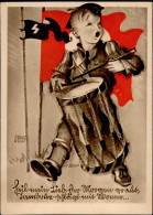 HITLER-JUGEND WK II - JUNGVOLK-Künstlerkarte HJ-TROMMLER Sign. Franz Weiss I - War 1939-45