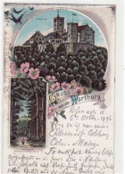 39002605 - Gruss Von Der Wartburg Bei I. Thuer. Totalansicht Durchblick Von Der Hohen Sonne Gelaufen 1896. Oxydationssp - Eisenach