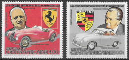 CENTRAFRIQUE - GRANDS CONSTRUCTEURS D'AUTOMOBILES - E. FERRARI ET F. PORSCHE - PA 288 ET 289 - NEUF** MNH - Coches