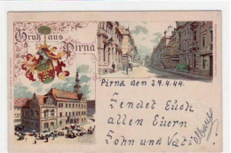 39030005 - Pirna, Kuenstlerkarte Mit Strassenpartie Und Rathaus Gelaufen Von 1944 Karte Ist Jedoch Aelter, Da Die Ansch - Pirna