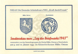 WK II KdF Mähr. Ostrau Sonderschau Zum Tag Der Briefmarke 1943 Klapp-Karte (keine AK) - Guerra 1939-45