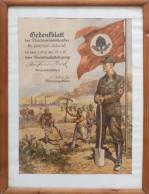 WK II RAD Reichsarbeitsdienst Gedenkblatt Des RAD 4/291 Von 1936, Bild Im Holzrahmen (35x47 Cm) - Oorlog 1939-45