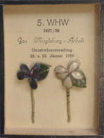 WHW Gau Magdeburg-Anhalt Gaustraßensammlung Januar 1938 2 Blumen-Abzeichen Im Rahmen 9x12 Cm I-II - Weltkrieg 1939-45