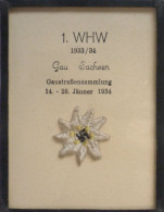 WHW Gau Sachsen Gaustraßensammlung Januar1934 Blumen Abzeichen Im Rahmen 9x12 Cm I-II - War 1939-45