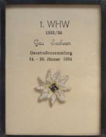 WHW Gau Sachsen Gaustraßensammlung Januar1934 Blumen Abzeichen Im Rahmen 9x12 Cm I-II - Weltkrieg 1939-45