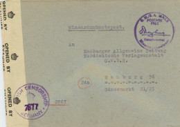 Feldpost WK II - US-MINENRÄUMBOOTSPOST Abs. 3.M.R.D.U-Stab Begleitschiff TSINGTAU Zensurbrief I-II - Weltkrieg 1939-45