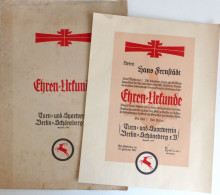 WK II Dokumente Ehren-Urkunde (30x39) Vom Turn- Und Sportverein Berlin-Schöneberg 1937 II - War 1939-45