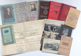 WK II Dokumente Interessantes Lot Mit 12 Dokumenten Und Ausweisen Aus Dem Zeitraum 1873-1951, Dazu 2 Klassenbriefe Der K - War 1939-45