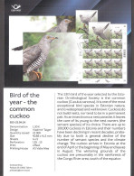 Bird Of The Year -the Common Cuckoo Estonia 2024 Stamp Presentation Card (eng) Mi 1103 - Kuckucke & Turakos