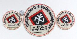 WK II Lot Mit Türplaketten (Durchm. 12cm Und 2x7 Cm) Sowie Anstecknadel Der N.S. Volkswohlfahrt I-II - War 1939-45